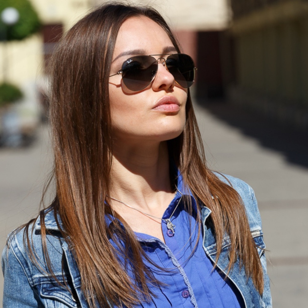 Ray-Ban Black Aviator Sunglasses with Double Bridge